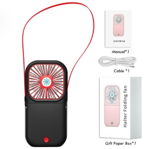 2020 Small personal usb foldable fan, 3 in 1 charging folding hanging neck pocket size fan for home office outdoor travel
